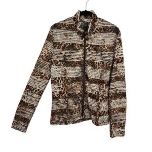 Clara Sun Woo Full Zip Animal Print Shredded Jacket Large Cheetah Art to wear
